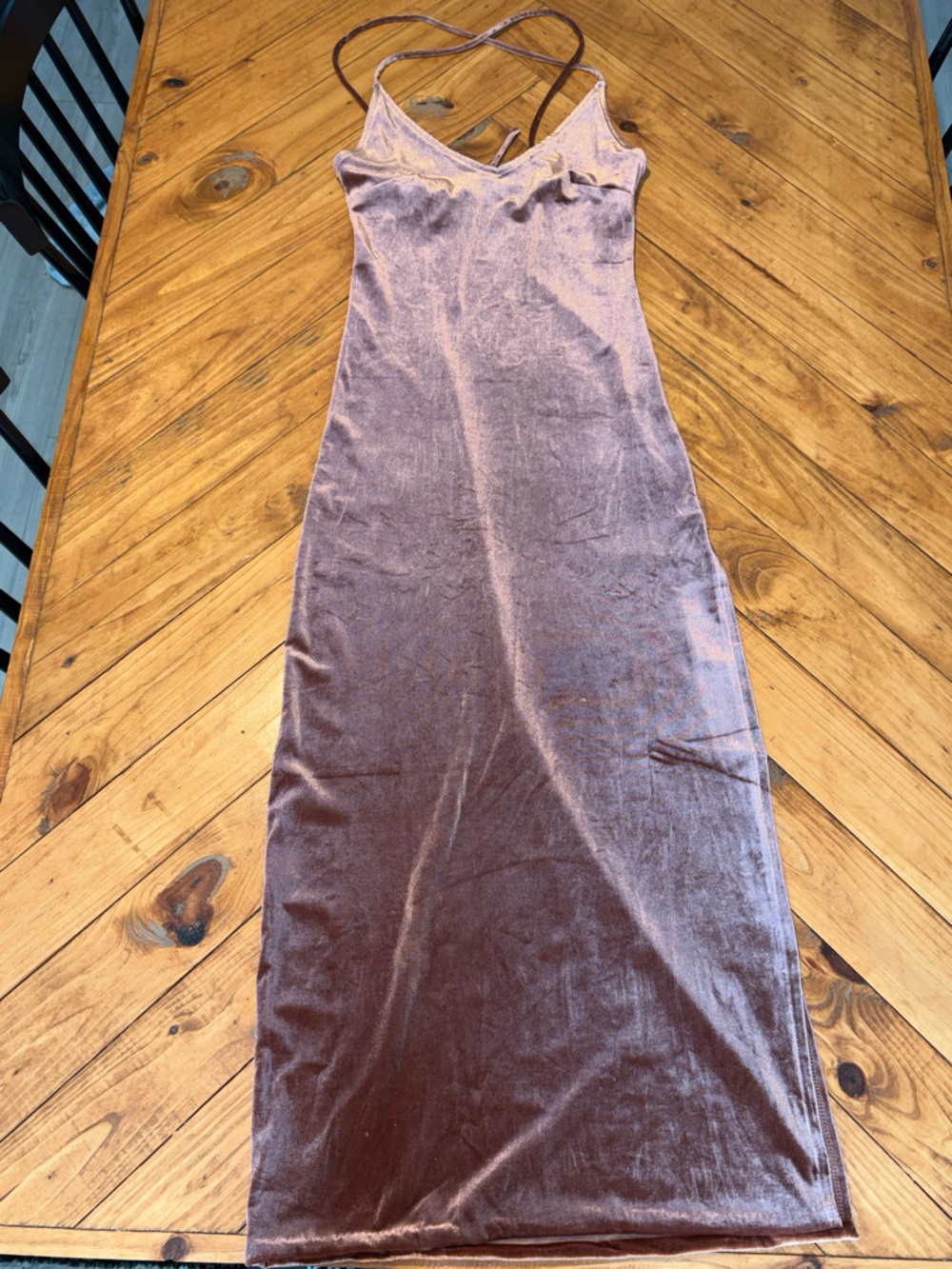 Forever 21 Rust Velvet Slip Maxi/Midi Dress Size Small